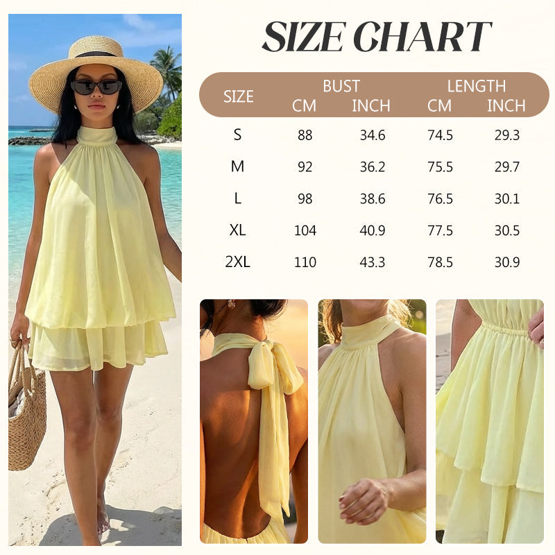 🥳2026 HEISSER SALE🥳💞50K+ VERKAUFT!💕🌸 50% RABATT! Damen Neckholder Minikleid – Lockere, schmeichelhafte Passform, fließt wunderschön. Auffälliger rückenfreier Stil hält Sie kühl. Lässig oder elegant kombinierbar. Größen S-2XL. 👗✅