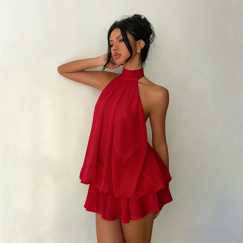 🥳2026 HEISSER SALE🥳💞50K+ VERKAUFT!💕🌸 50% RABATT! Damen Neckholder Minikleid – Lockere, schmeichelhafte Passform, fließt wunderschön. Auffälliger rückenfreier Stil hält Sie kühl. Lässig oder elegant kombinierbar. Größen S-2XL. 👗✅