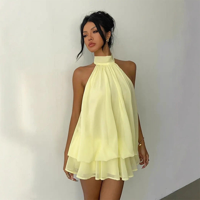 🥳2026 HEISSER SALE🥳💞50K+ VERKAUFT!💕🌸 50% RABATT! Damen Neckholder Minikleid – Lockere, schmeichelhafte Passform, fließt wunderschön. Auffälliger rückenfreier Stil hält Sie kühl. Lässig oder elegant kombinierbar. Größen S-2XL. 👗✅