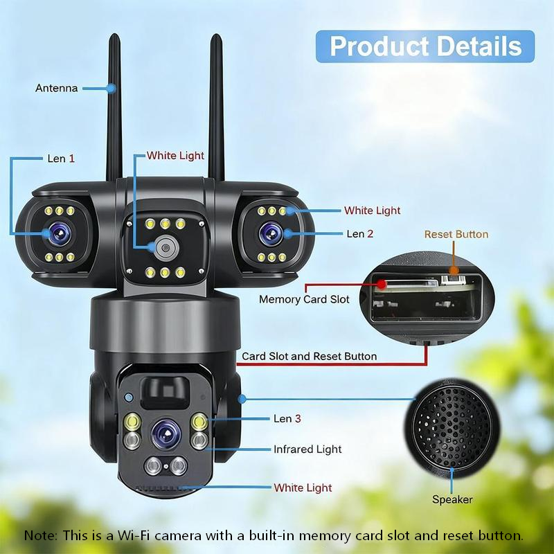 🔎 50% RABATT! 📷 6K 9MP 3-Linsen Outdoor-Kamera – 10x Zoom, 360° PTZ, Farb-Nachtsicht & IP66 wasserdicht – perfekt für Rundumschutz 🛡️