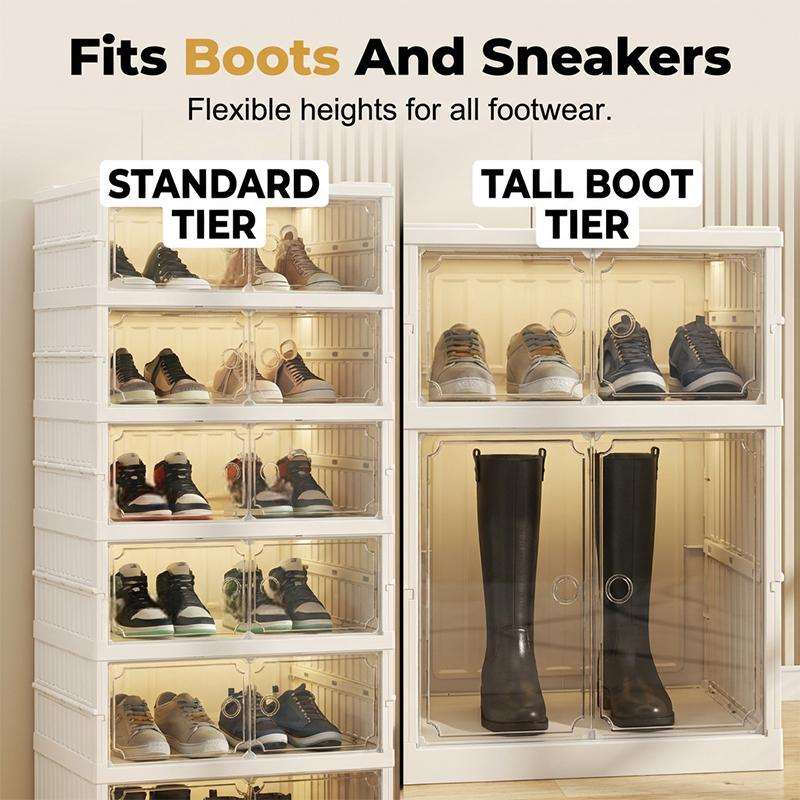 🥾50% OFF !!!⏰Foldable Installation-Free Shoe Cabinet with Clear Doors