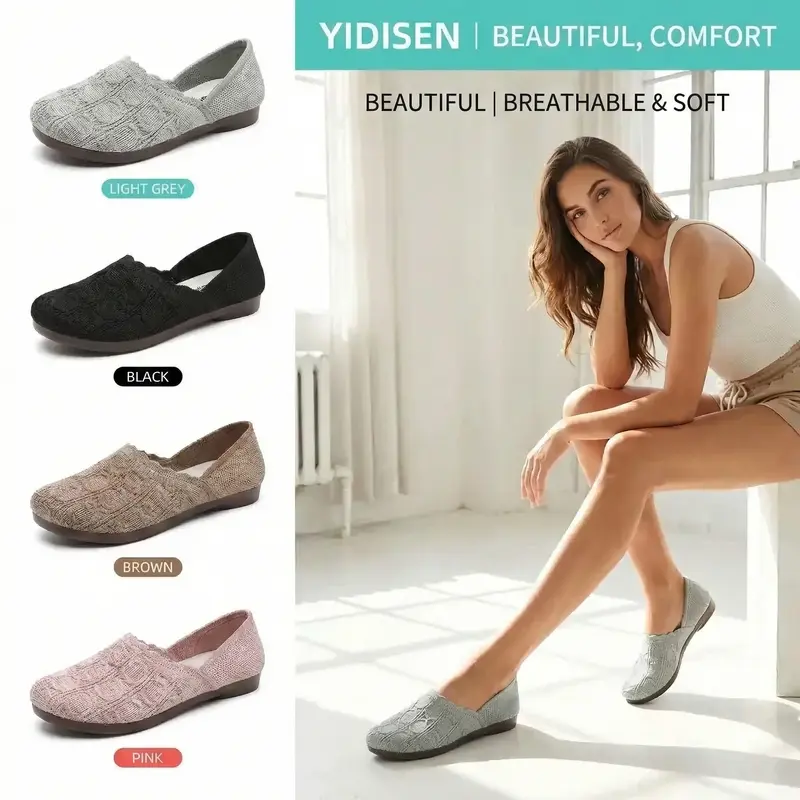 👟 50% RABATT! ✨ Atmungsaktive Strick-Freizeitschuhe für Damen – Kühler Tragekomfort, Flexible PVC-Sohle & Ideal Für Lange Spaziergänge 🚶‍♀️
