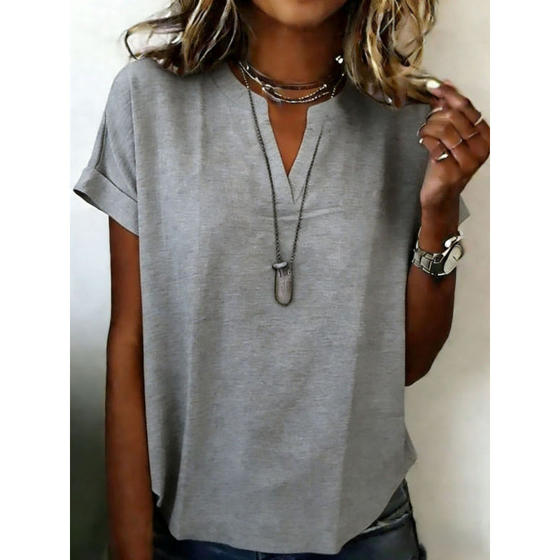 👕✨ 50% RABATT! Lässiges Kurzarm-Top mit V-Ausschnitt für Damen – Leicht, schmeichelhaft & vielseitig für Alltag & Sommer ☀️