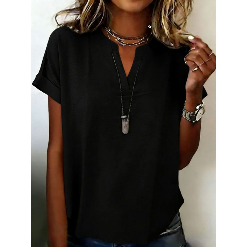 👕✨ 50% RABATT! Lässiges Kurzarm-Top mit V-Ausschnitt für Damen – Leicht, schmeichelhaft & vielseitig für Alltag & Sommer ☀️
