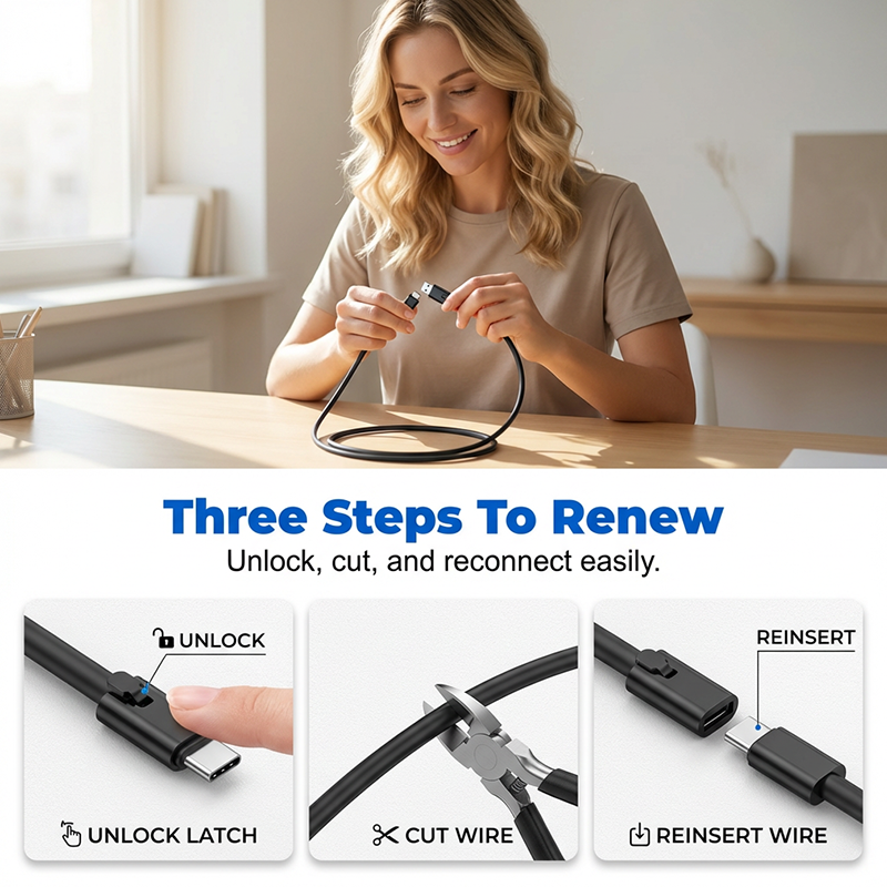 ✨🔥Zuschneidbares und reparierbares USB-C Schnellladekabel