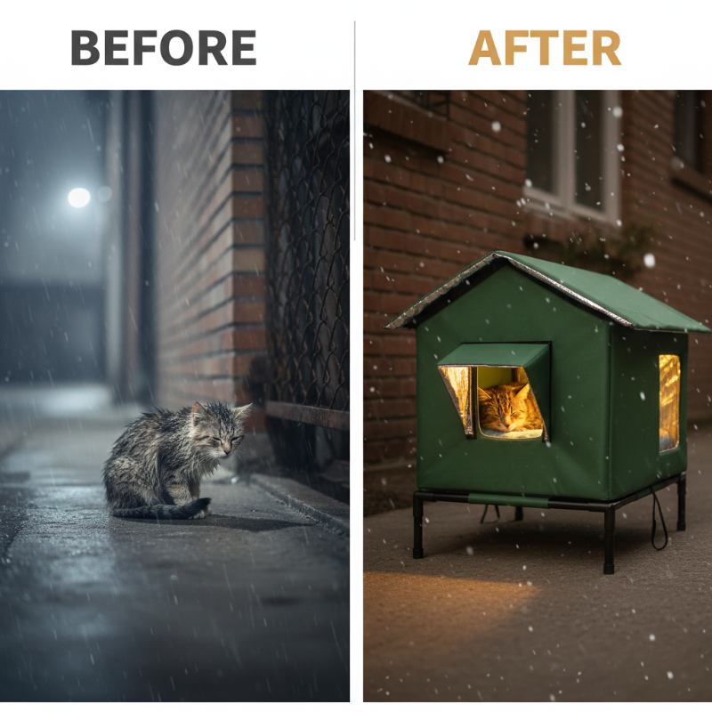 🏠 Nur für kurze Zeit: 50% Rabatt+Versandkostenfrei! 🐈 Erhöhtes Outdoor-Katzenhaus für jedes Wetter – Wasserdicht, isoliert, faltbar 🌧️