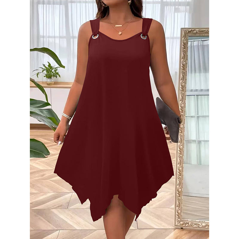 Ärmelloses Damenkleid mit asymmetrischem Saum