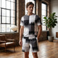 🌞NEU: Sommerkollektion mit bis zu 50% Rabatt 🛍️ Herren Abstraktes Druck T-Shirt & Shorts Set – Leicht, atmungsaktiv & perfekt für Sommer, Sport oder lässige Tage – bequemer 2-teiliger Look 🔥
