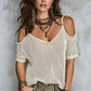 👗Damen Stricktop für den Sommer mit Cold-Shoulder-Design