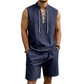 👕 BEFRISTET 50% RABATT! ✨ Herren Leinen-Set – Ärmelloses Top mit Schnürung, Shorts, 7 Farben ☀️