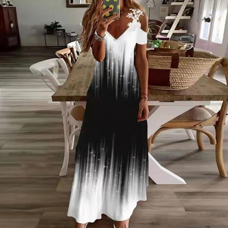 👗 NUR FÜR BEGRENZTE ZEIT: 50 % RABATT! ✨ Maxikleid für Damen mit freien Schultern – V-Ausschnitt, Blumenmuster, 5 Farben 🌸