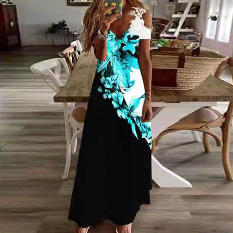 👗 NUR FÜR BEGRENZTE ZEIT: 50 % RABATT! ✨ Maxikleid für Damen mit freien Schultern – V-Ausschnitt, Blumenmuster, 5 Farben 🌸