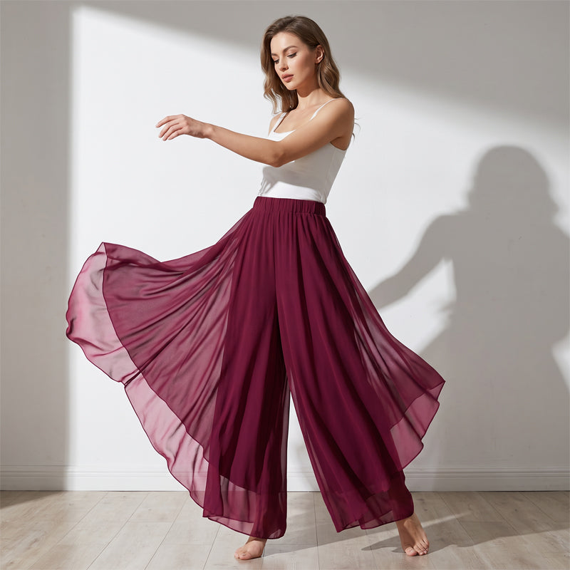 👖✨ Damen Chiffon-Hose mit weitem Bein|Asymmetrisch & elegant – Perfekt für Alltag & Urlaub 🌿