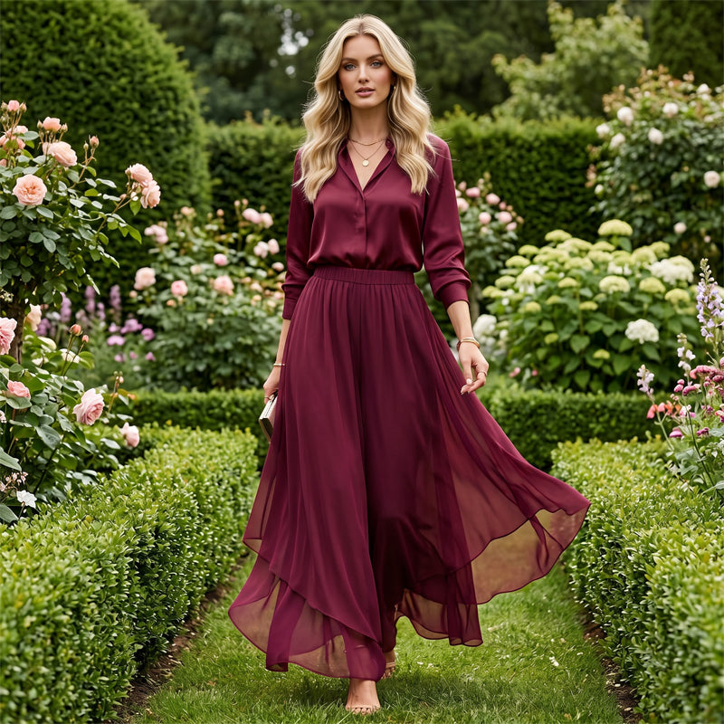 👖✨ Damen Chiffon-Hose mit weitem Bein|Asymmetrisch & elegant – Perfekt für Alltag & Urlaub 🌿