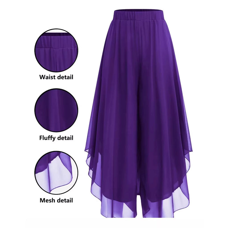 👖✨ Damen Chiffon-Hose mit weitem Bein|Asymmetrisch & elegant – Perfekt für Alltag & Urlaub 🌿