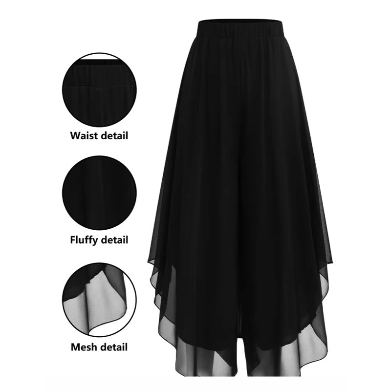 👖✨ Damen Chiffon-Hose mit weitem Bein|Asymmetrisch & elegant – Perfekt für Alltag & Urlaub 🌿