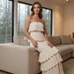 Trägerloses Damen Stufenkleid mit Rüschen – Gesmoktes Bandeau Sommerkleid