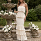 Trägerloses Damen Stufenkleid mit Rüschen – Gesmoktes Bandeau Sommerkleid
