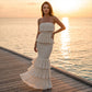 Trägerloses Damen Stufenkleid mit Rüschen – Gesmoktes Bandeau Sommerkleid