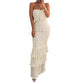 Trägerloses Damen Stufenkleid mit Rüschen – Gesmoktes Bandeau Sommerkleid