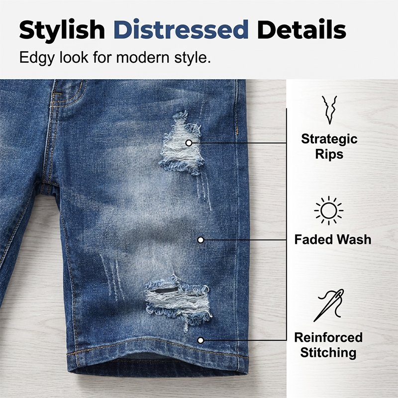 Zerrissene Jeansshorts für Herren