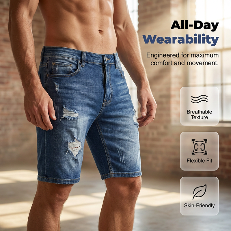 Zerrissene Jeansshorts für Herren
