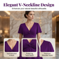 Elegantes V-Ausschnitt-Kleid mit gedrehtem Vorderteil und Taschen