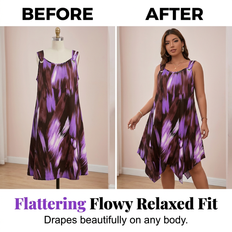 Elegantes ärmelloses Kleid mit Farbverlauf-Print