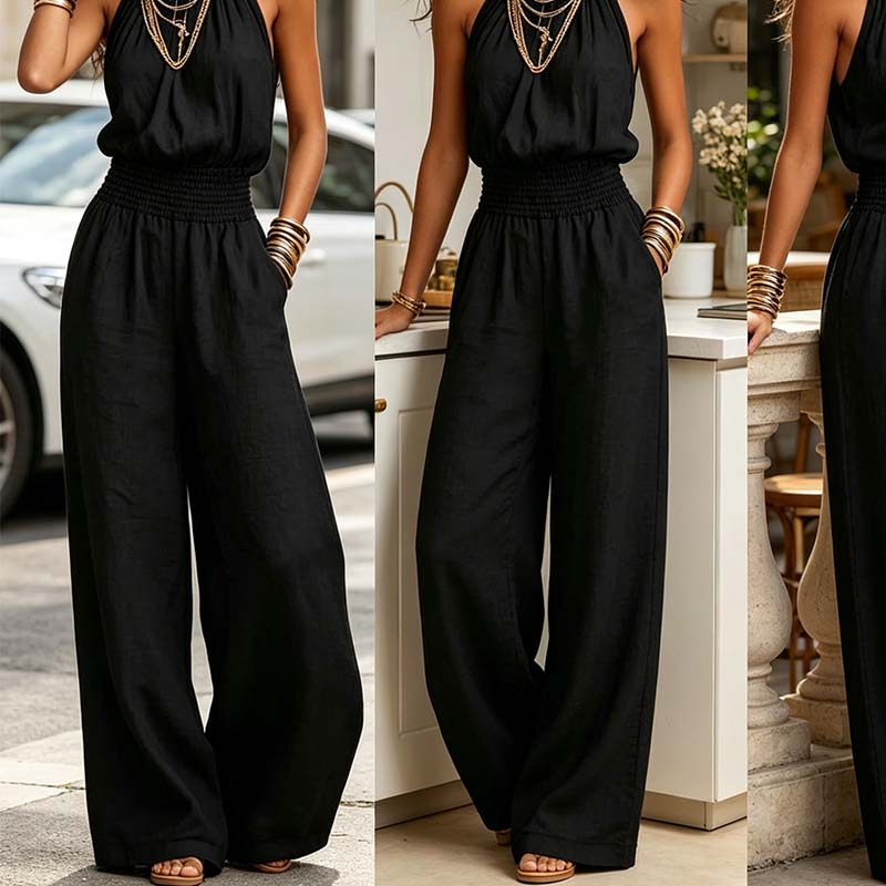 ✨🔥Damen Eleganter Rückenfreier Neckholder-Overall
