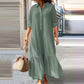 👗 ZEITLICH BEGRENZT 50% RABATT! ✨ Damen Vintage Revers-Ausschnitt Langes Kleid – Asymmetrischer Saum, Weiches Gewebe, Zeitloser Stil 🌸