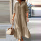 👗 ZEITLICH BEGRENZT 50% RABATT! ✨ Damen Vintage Revers-Ausschnitt Langes Kleid – Asymmetrischer Saum, Weiches Gewebe, Zeitloser Stil 🌸