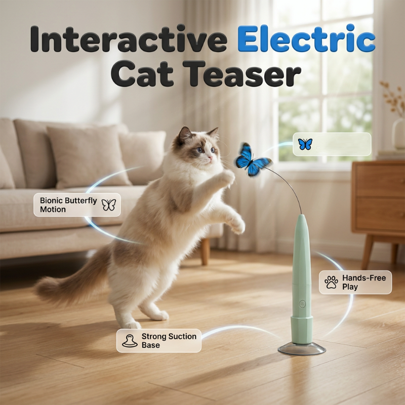 Elektrischer Katzenspielzeug mit Saugnapf und rotierendem Schmetterling