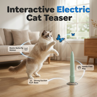 Elektrischer Katzenspielzeug mit Saugnapf und rotierendem Schmetterling