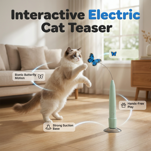 Elektrischer Katzenspielzeug mit Saugnapf und rotierendem Schmetterling