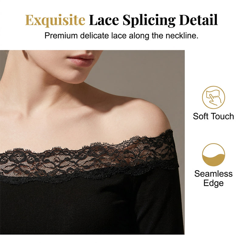 👚 50% RABATT JETZT! 🖤 Damen Schickes Schwarzes Slim Fit Off-Shoulder Flügelärmel T-Shirt – Weich & dehnbar – Perfekt für Partys, Dates oder lässige Looks ✨🌸