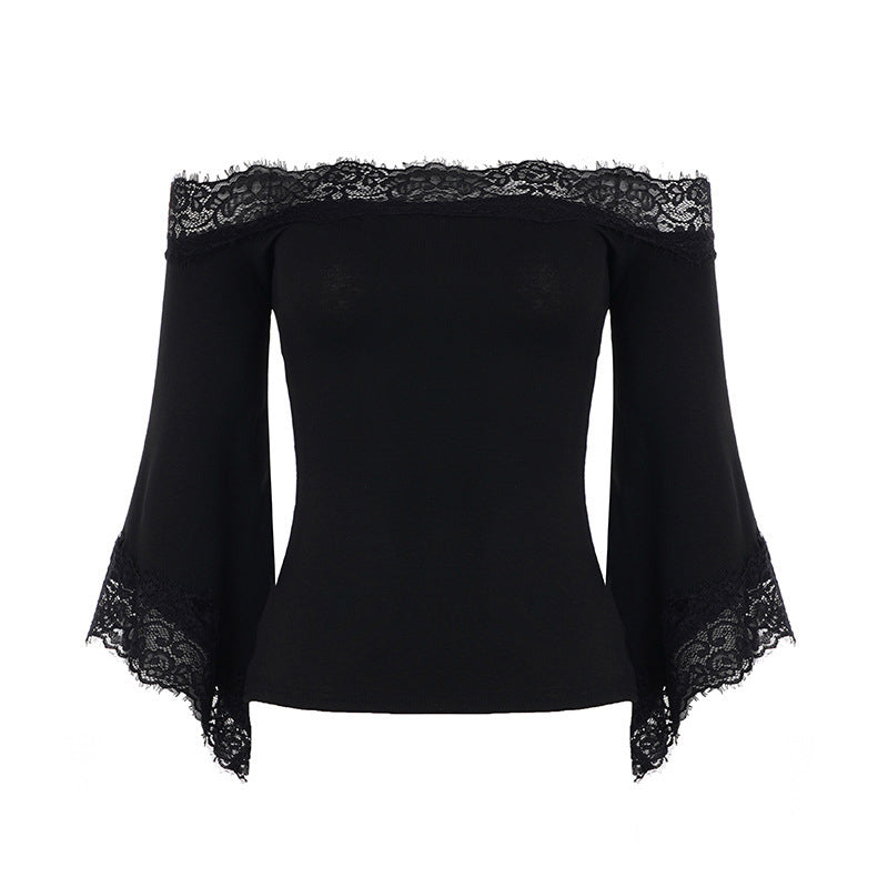 👚 50% RABATT JETZT! 🖤 Damen Schickes Schwarzes Slim Fit Off-Shoulder Flügelärmel T-Shirt – Weich & dehnbar – Perfekt für Partys, Dates oder lässige Looks ✨🌸