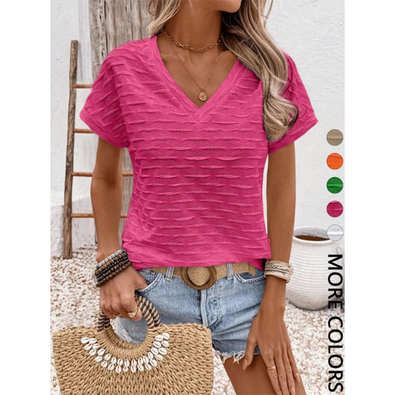 👚 50% RABATT! ⏰ Elegantes Damen-Top mit kurzen Ärmeln und V-Ausschnitt – Leicht, atmungsaktiv & vielseitig – Perfekt für warme Tage, Büro oder einen stilvollen Freizeit-Look 🌸✨