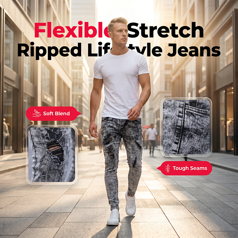 ⏳Zeitlich begrenztes Angebot⏰ Herren Slim Fit Destroyed Jeans – Stretch, Acid Wash, Edgy Style 🔥