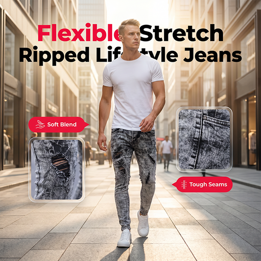 ⏳Zeitlich begrenztes Angebot⏰ Herren Slim Fit Destroyed Jeans – Stretch, Acid Wash, Edgy Style 🔥