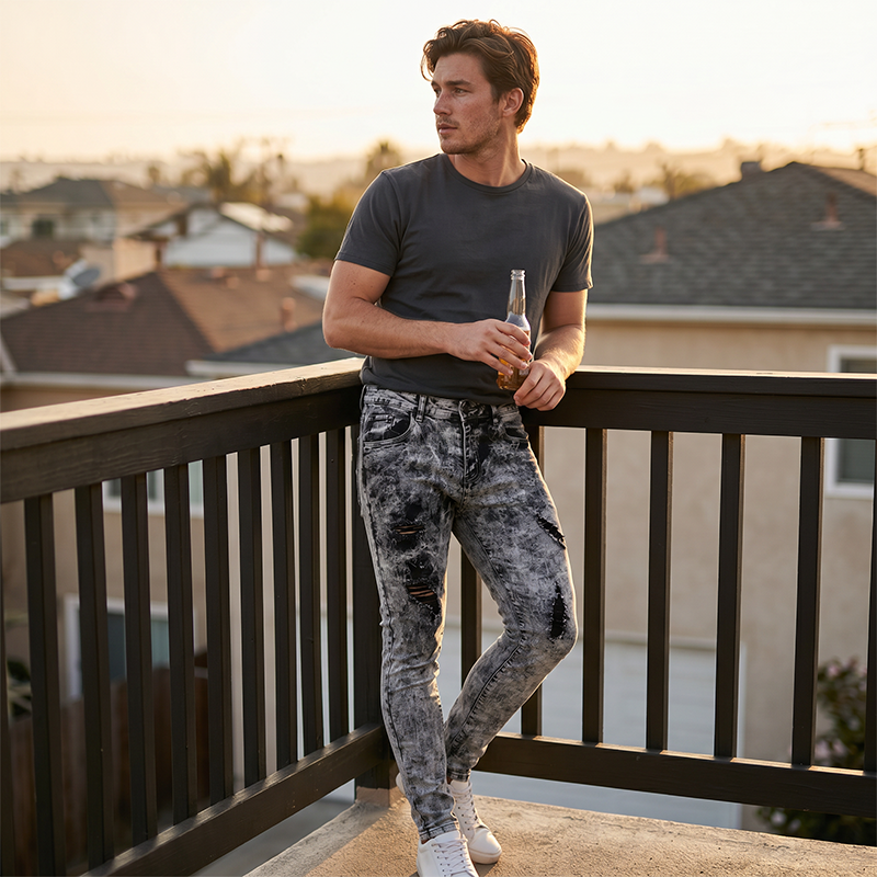 ⏳Zeitlich begrenztes Angebot⏰ Herren Slim Fit Destroyed Jeans – Stretch, Acid Wash, Edgy Style 🔥