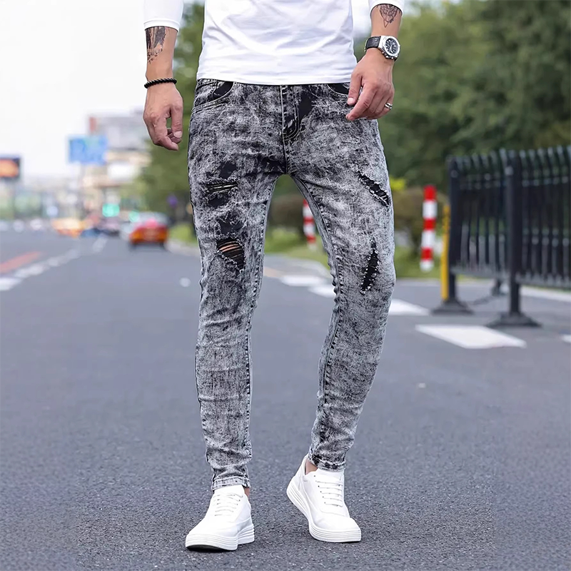 ⏳Zeitlich begrenztes Angebot⏰ Herren Slim Fit Destroyed Jeans – Stretch, Acid Wash, Edgy Style 🔥