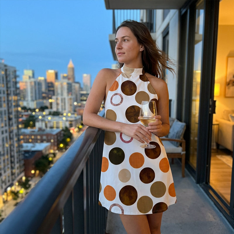 👗50% RABATT!✨Schmeichelhaftes Neckholder A-Linien Kleid – Polka Dot Muster, Ärmellos, Urlaubsbereit 🌸
