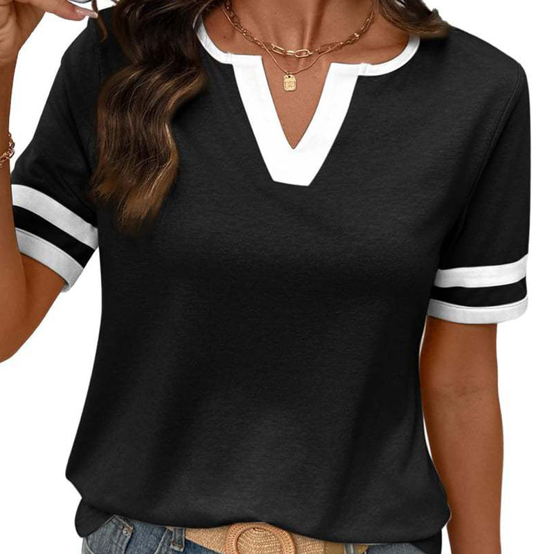 ⏳Zeitlich begrenztes Angebot⏰ Damen Kurzarm Colorblock T-Shirt