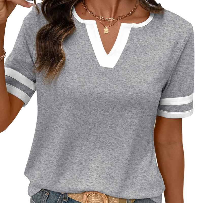 ⏳Zeitlich begrenztes Angebot⏰ Damen Kurzarm Colorblock T-Shirt