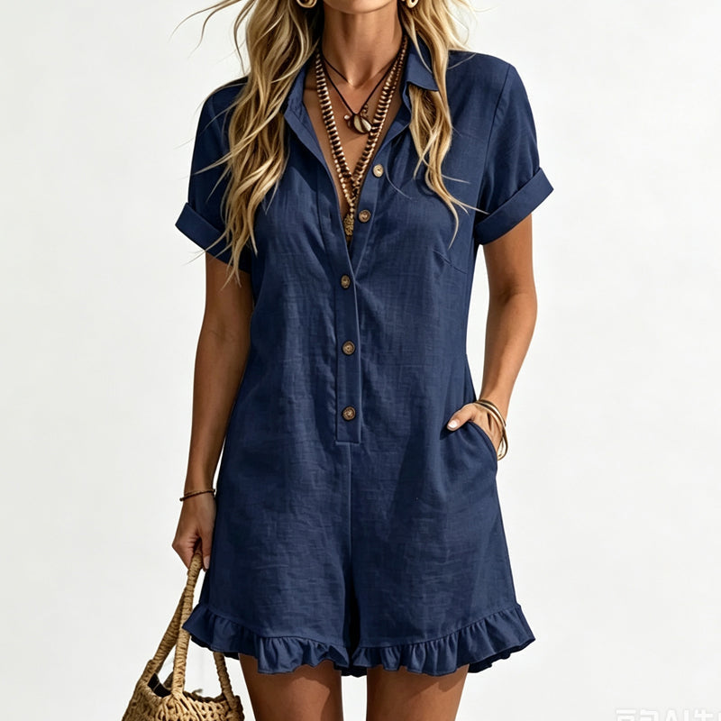 🌿👗 ZEITLICH BEGRENZT 50% RABATT! 🌸 Damen-Kurzarm-Overall – Weiches, atmungsaktives Gewebe & lockere Passform – Ihr Lieblingsstück für sonnige Tage.