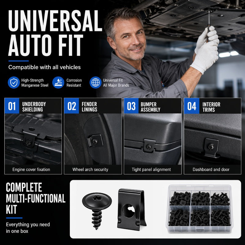 📢📢50% RABATT !! ⏰Universelles Auto-Metall-U-Clip- und Schraubenset