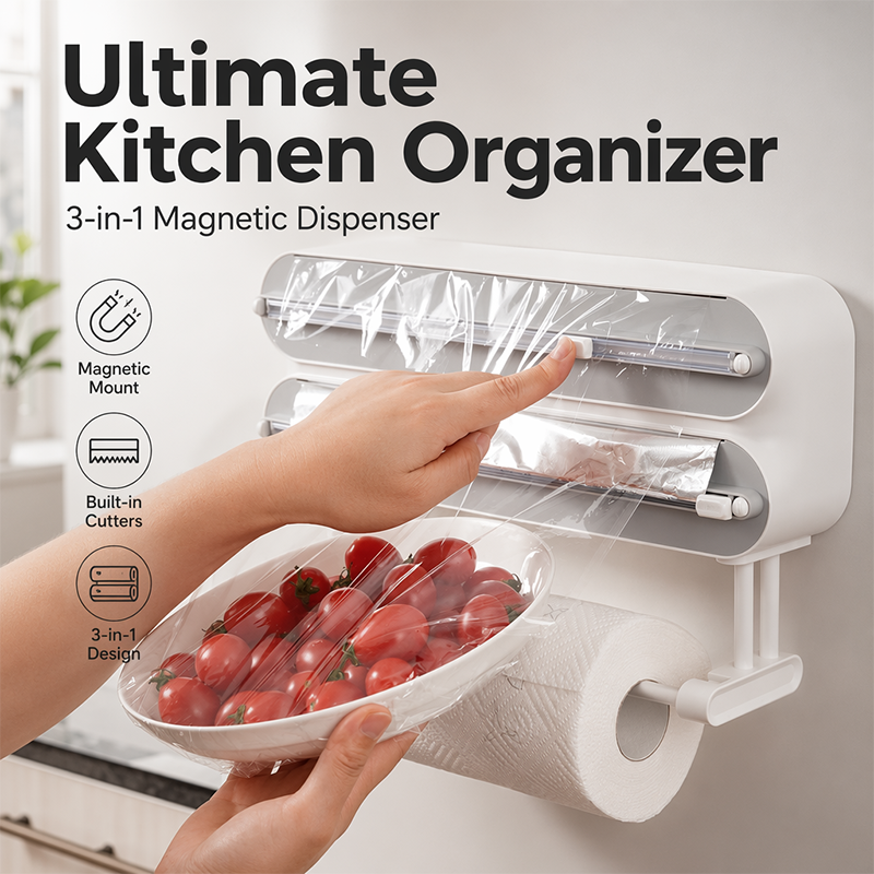 🔥 Heute -50 %! 🔪 2-in-1 Magnetischer Folienschneider & Küchenrollenhalter