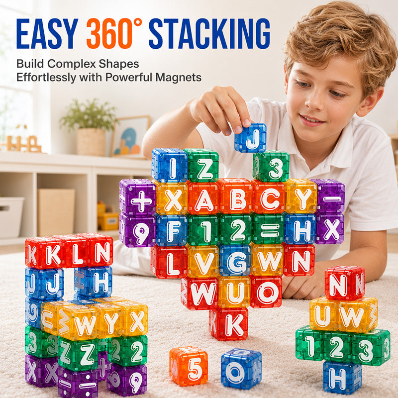 Magnetische Alphabet- und Zahlenwürfel für Kinder