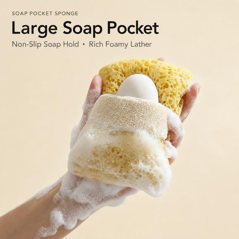 Exfolierender Wabenbad-Schwamm mit Handschlaufe