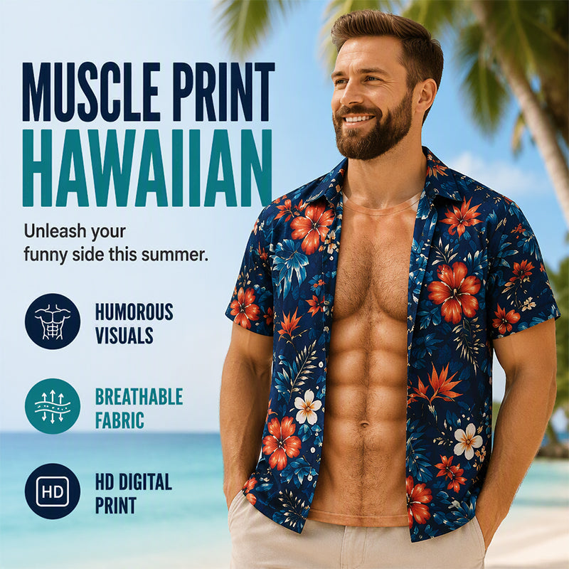 Herren Hawaii-Hemd Tropischer Blumendruck Kurzarm Lässiges Strand-Knopfhemd